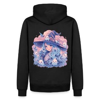 Pastel Goth Witch Kawaii Anime Girl Spooky Ghost W - Männer Premium Bio Hoodie - Schwarz - Hinten - Nico (187cm)