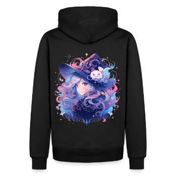 Cute Shoujo Fantasy Anime Witch Waifu Manga Lover - Männer Premium Bio Hoodie - Schwarz - Hinten - Nico (187cm)