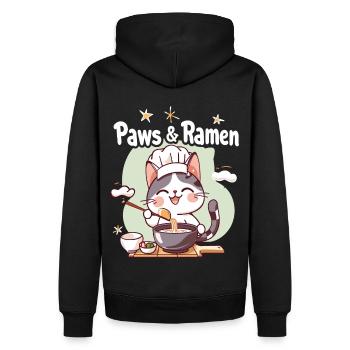 Paws and Ramen Lustige Katzen Tier Sprüche - Männer Premium Bio Hoodie - Schwarz - Hinten - Nico (187cm)
