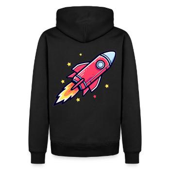 Astronaut Rocketship Outer Space Celestial Astrono - Männer Premium Bio Hoodie - Schwarz - Hinten - Nico (187cm)