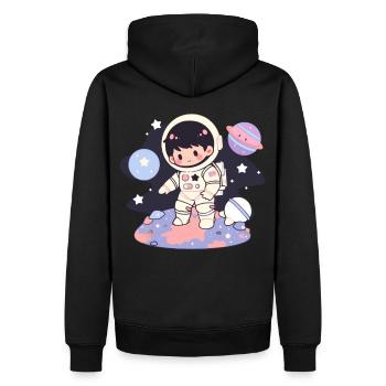 Kawaii Astronaut Boy Galaxy Planets Outer Space Ex - Männer Premium Bio Hoodie - Schwarz - Hinten - Nico (187cm)