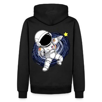 Funny Dabbing Astronaut Outer Space Milky Way Gala - Männer Premium Bio Hoodie - Schwarz - Hinten - Nico (187cm)