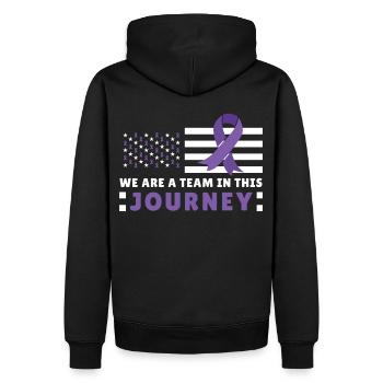 Team Journey US Flag Alzheimer's Dementia Awarenes - Männer Premium Bio Hoodie - Schwarz - Hinten - Nico (187cm)