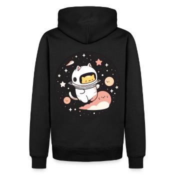 Kawaii Astronaut Cat Celestial Planets Outer Space - Männer Premium Bio Hoodie - Schwarz - Hinten - Nico (187cm)