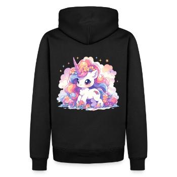 Anime Unicorn Cute Chibi Kawaii Pastel Fantasy - Männer Premium Bio Hoodie - Schwarz - Hinten - Nico (187cm)