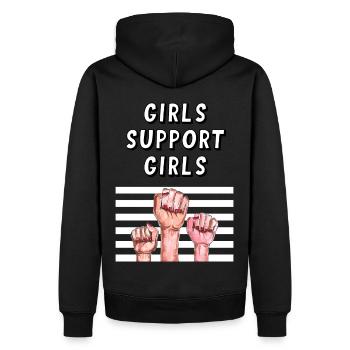 Mädchen unterstützen Mädchen - Männer Premium Bio Hoodie - Schwarz - Hinten - Nico (187cm)