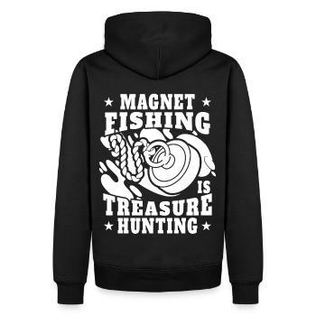 Fishing And Hunting Magnet Treasure Hunter - Männer Premium Bio Hoodie - Schwarz - Hinten - Nico (187cm)