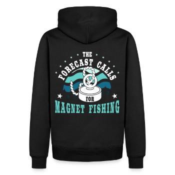 Forecast Quote Retro Magnetic Fishing Treasure Hun - Männer Premium Bio Hoodie - Schwarz - Hinten - Nico (187cm)