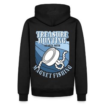 Magnet Fishing Retro Magnetic Treasure Hunting - Männer Premium Bio Hoodie - Schwarz - Hinten - Nico (187cm)
