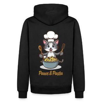 Paws and Ramen Lustige Katzen Tier Sprüche - Männer Premium Bio Hoodie - Schwarz - Hinten - Nico (187cm)