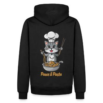 Paws and Pasta Lustige Katzen Tier Sprüche - Männer Premium Bio Hoodie - Schwarz - Hinten - Nico (187cm)