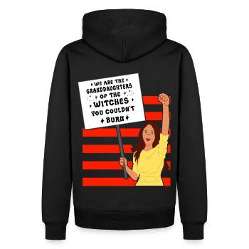 Wir sind die Enkelinnen der Hexen, ihr - Männer Premium Bio Hoodie - Schwarz - Hinten - Nico (187cm)