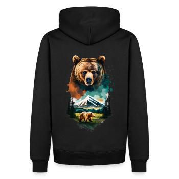 Ours, Montagnes, Camping, Camping, Randonnée en montagne, Nature, Randonnée - Sweat à capuche Premium bio Homme - noir - Dos - Nico (187cm)