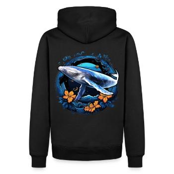 Blauwal - Männer Premium Bio Hoodie - Schwarz - Hinten - Nico (187cm)