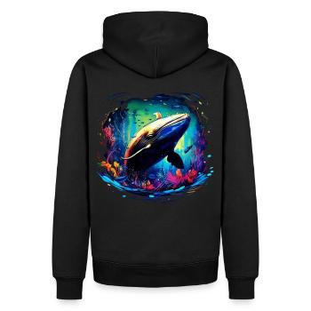 Blauwal - Männer Premium Bio Hoodie - Schwarz - Hinten - Nico (187cm)