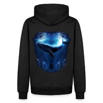 Blauwal - Männer Premium Bio Hoodie - Schwarz - Hinten - Nico (187cm)