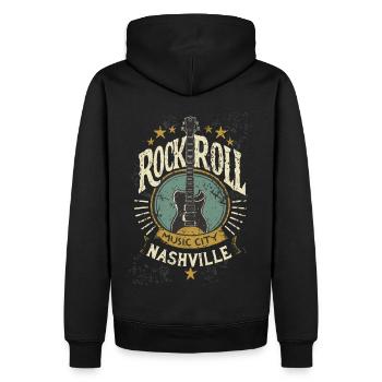 Nashville Rock & Roll Music City Musik Geschenk - Männer Premium Bio Hoodie - Schwarz - Hinten - Nico (187cm)