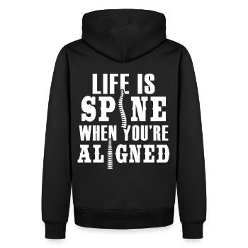 Life Is Spine Funny Chiropractic Physiotherapy Chi - Männer Premium Bio Hoodie - Schwarz - Hinten - Nico (187cm)