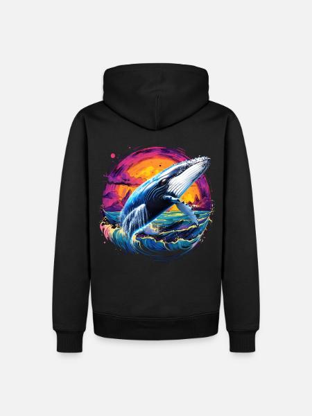 Blauwal - Männer Premium Bio Hoodie - Schwarz