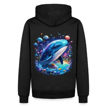Blauwal - Männer Premium Bio Hoodie - Schwarz - Hinten - Nico (187cm)