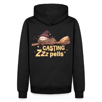 Casting Zzzpells Funny Witch Sloth Cute Halloween - Männer Premium Bio Hoodie - Schwarz - Hinten - Nico (187cm)