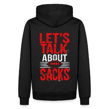 Parlons de Sacks Dicton de football drôle - Sweat à capuche Premium bio Homme - noir - Dos - Nico (187cm)