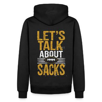 Parlons de Sacks Dicton de football drôle - Sweat à capuche Premium bio Homme - noir - Dos - Nico (187cm)