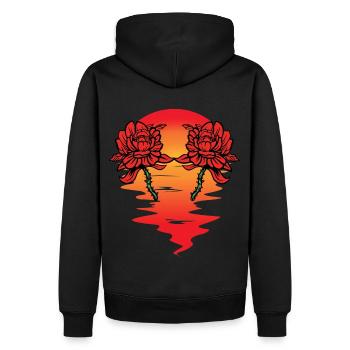 Blumen Sonne Valentin Valentinstag Liebe Geschenk - Männer Premium Bio Hoodie - Schwarz - Hinten - Nico (187cm)