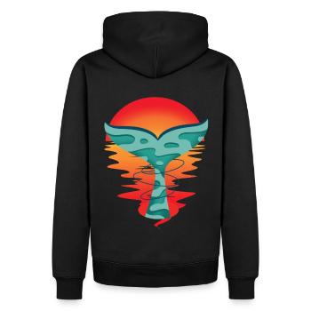 Océan coucher de soleil poisson salutation aileron de requin Ahoy - Sweat à capuche Premium bio Homme - noir - Dos - Nico (187cm)