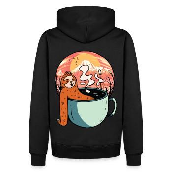 Faultier Entspannung Tee Kaffee Pause Urlaubsreif - Männer Premium Bio Hoodie - Schwarz - Hinten - Nico (187cm)