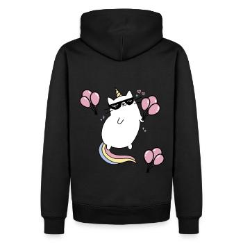 Katze Einhorn Geburtstagsgeschenk Geburtstag Kind - Männer Premium Bio Hoodie - Schwarz - Hinten - Nico (187cm)