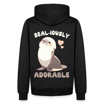 Seal-iously Adorable Seal Cute Sea Lion Ocean Anim - Männer Premium Bio Hoodie - Schwarz - Hinten - Nico (187cm)