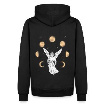 Engel Himmel Mond himmlisch Fantasy Esoterik - Männer Premium Bio Hoodie - Schwarz - Hinten - Nico (187cm)