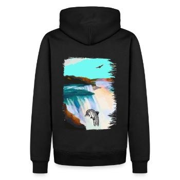 Poisson, Pike, Jump, Float, Swim, Fish - Sweat à capuche Premium bio Homme - noir - Dos - Nico (187cm)