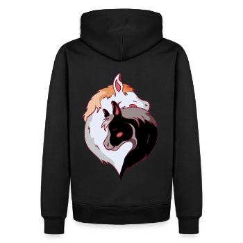 Chevaux, Cheval, Cheval, Poney, Jument, Poulain, Cavalier, Ross - Sweat à capuche Premium bio Homme - noir - Dos - Nico (187cm)
