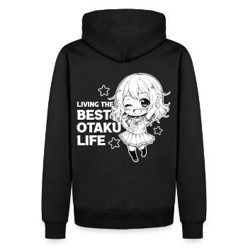 Otaku Life Kawaii Chibi School Girl Anime - Männer Premium Bio Hoodie - Schwarz - Hinten - Nico (187cm)