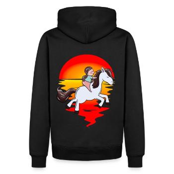Cavalier, Cheval, Enfants, Coucher De Soleil, Balade, Destrier - Sweat à capuche Premium bio Homme - noir - Dos - Nico (187cm)