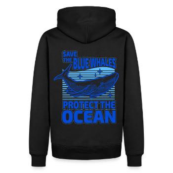 Rettet die Blauwale, schützt den Ozean - Männer Premium Bio Hoodie - Schwarz - Hinten - Nico (187cm)