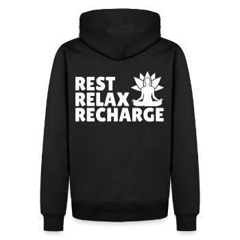 Pilates Fitness Exercise Mind Meditation Yoga Zen - Männer Premium Bio Hoodie - Schwarz - Hinten - Nico (187cm)