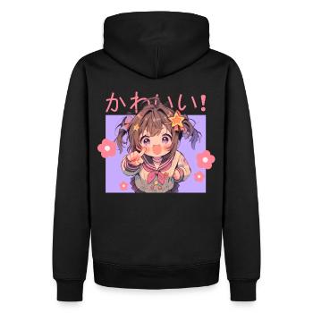 Kawaii School Girl Anime Japanese Cute Otaku - Männer Premium Bio Hoodie - Schwarz - Hinten - Nico (187cm)