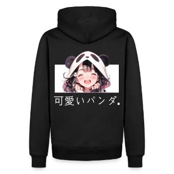 Kawaii Panda Girl Cute Anime Japanese Streetwear - Männer Premium Bio Hoodie - Schwarz - Hinten - Nico (187cm)