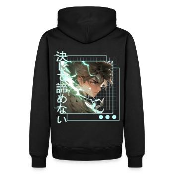 Shounen Anime Guy Japanese Kanji Otaku Aesthetic - Männer Premium Bio Hoodie - Schwarz - Hinten - Nico (187cm)