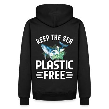 Halten Sie das Meer plastikfrei - Männer Premium Bio Hoodie - Schwarz - Hinten - Nico (187cm)