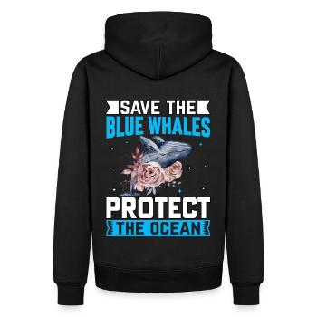 Rettet die Blauwale, schützt den Ozean - Männer Premium Bio Hoodie - Schwarz - Hinten - Nico (187cm)