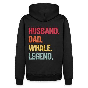 Ehemann Papa Wal-Legende - Männer Premium Bio Hoodie - Schwarz - Hinten - Nico (187cm)