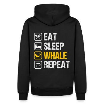 Essen Schlaf Wal Wiederholung - Männer Premium Bio Hoodie - Schwarz - Hinten - Nico (187cm)