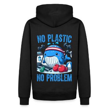 Kein Plastik, kein Problem - Männer Premium Bio Hoodie - Schwarz - Hinten - Nico (187cm)