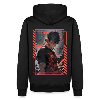 Punk Anime Demonic Dragons Japanese Vaporwave - Männer Premium Bio Hoodie - Schwarz - Hinten - Nico (187cm)