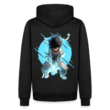 Lightning Anime Shonen Manga Japanese Fantasy Stre - Männer Premium Bio Hoodie - Schwarz - Hinten - Nico (187cm)