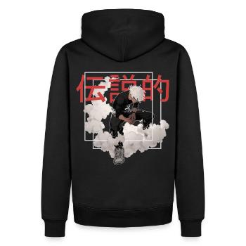 Anime Punk Guy Shounen Japanese Streetwear Alt Aes - Männer Premium Bio Hoodie - Schwarz - Hinten - Nico (187cm)
